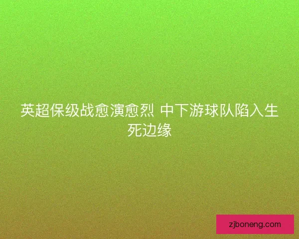英超保级战愈演愈烈 中下游球队陷入生死边缘